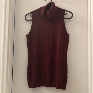 Minnie Rose Burgundy Sleeveless Turtleneck
